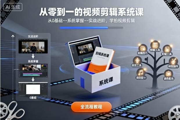 从零到一的视频剪辑系统课，从0基础--系统掌握--实战进阶，学拍视频剪辑-云推网创项目库