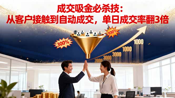 吸金成交营销必杀技:从客户接触到自动成交,单日成交率翻3倍-云推网创项目库