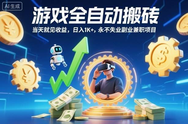 游戏全自动搬砖,当天就见收益,日入1K+,永不失业副业兼职项目【揭秘】-云推网创项目库