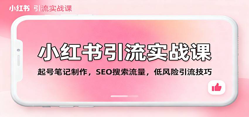小红书引流实战课：起号笔记制作，SEO搜索流量，低风险引流技巧-云推网创项目库