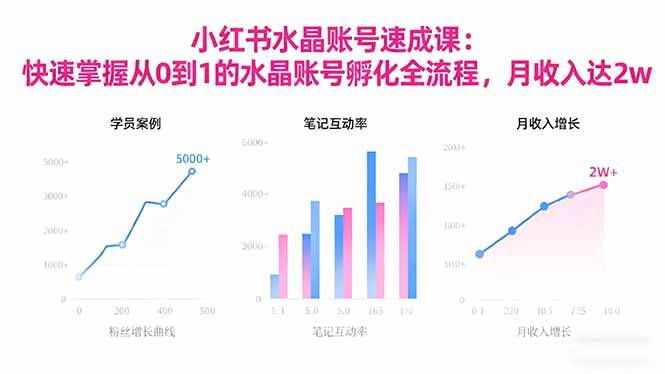 2025小红书水晶账号速成课：快速掌握从0-1水晶账号孵化全流程，月收入达2w-云推网创项目库