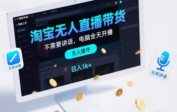 淘宝无人直播带货,不需要出镜,不需要讲话,电脑全天开播,轻松上手,日入1k+【揭秘】-云推网创项目库
