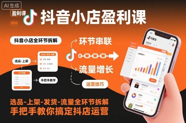 抖音小店盈利课-选品-上架-发货-流量全环节拆解,手把手教你搞定抖店运营-云推网创项目库