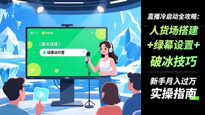 直播冷启动全攻略:人货场搭建+绿幕设置+破冰技巧，新手月入过万实操指南-云推网创项目库