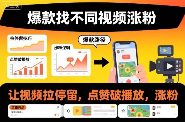 爆款找不同视频涨粉,让视频拉停留,实现点赞,破播放,涨粉-云推网创项目库