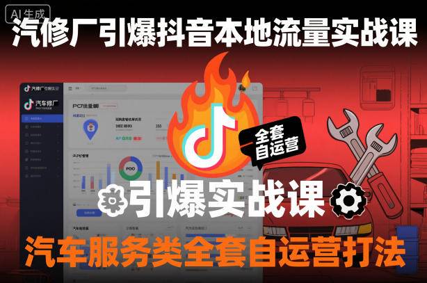 汽修厂引爆抖音本地流量实战课，汽车服务类全套自运营打法-云推网创项目库