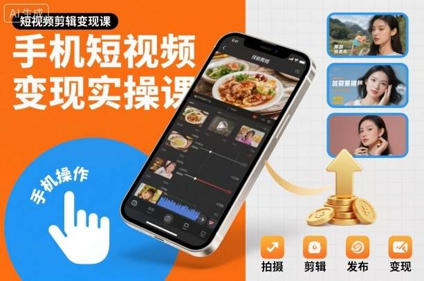 手机短视频变现实操课，短视频剪辑变现课-云推网创项目库