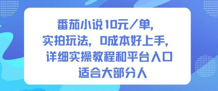 番茄小说10米每单，实拍玩法，0成本好上手，详细实操教程和平台入口适合大部分人-云推网创项目库