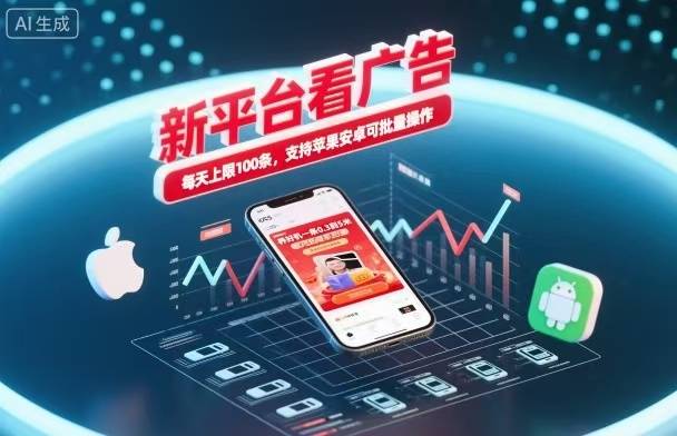 新台看广告，养好机一条5毛到5块，单机日入30到100，支持苹果安卓，可批量操作。-云推网创项目库