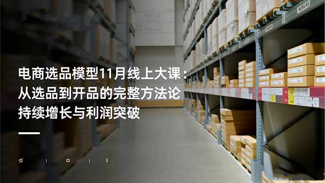 电商选品模型11月线上大课:从选品到开品的完整方法论 持续增长与利润突破-云推网创项目库
