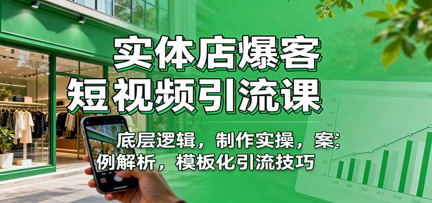 实体店爆客短视频引流课：底层逻辑，制作实操，案例解析，模板化引流技巧-云推网创项目库