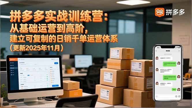 拼多多实战训练营：从基础运营到高阶，建立可复制的日销千单运营体系(更新11月-云推网创项目库