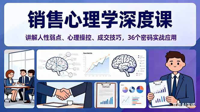 销售心理学深度课，讲解人性弱点、心理操控、成交技巧，36个密码实战应用-云推网创项目库