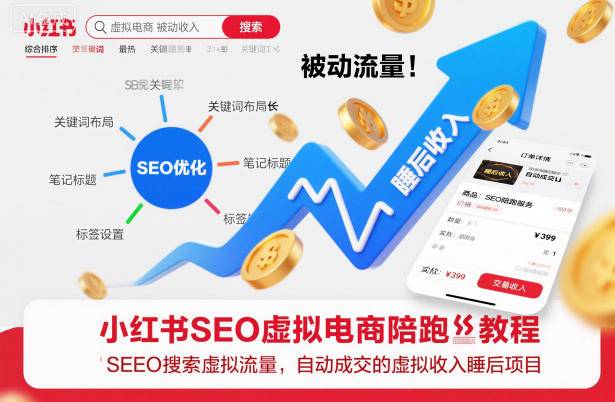 小红书SEO虚拟电商陪跑教程，实现seo搜索被动流量，自动成交的被动收入睡后项目-云推网创项目库