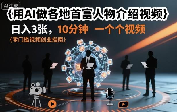 用AI做各地首富人物介绍视频，日入3张，10分钟一个视频-云推网创项目库