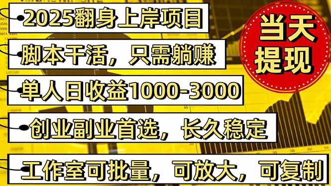 2025翻身上岸项目脚本干活,内部客户经理内部开号,单人日收益1000-300...-云推网创项目库