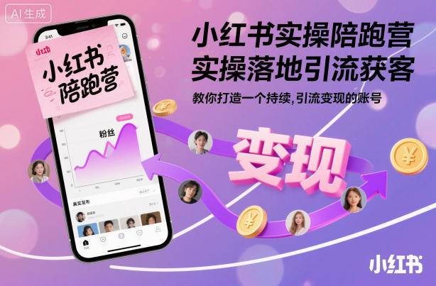 小红书实操陪跑营,实操落地引流获客,教你打造一个持续引流变现的账号-云推网创项目库