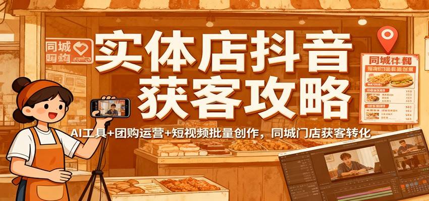 实体店抖音获客攻略：AI工具+团购运营+短视频批量创作，同城门店获客转化-云推网创项目库
