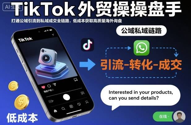 TikTok外贸操盘手，打通公域引流到私域成交全链路，低成本获取高质量海外询盘-云推网创项目库