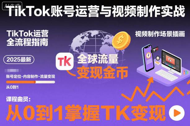 2025最新TikTok账号运营与视频制作实战全流程,从0到1掌握TK变现(含11月最新TK搬运技术)-云推网创项目库