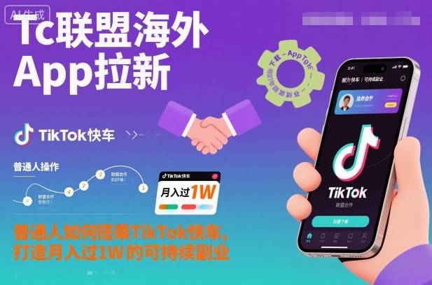 Tc联盟海外App拉新:普通人如何搭乘TikTok快车,打造月入过1W的可持续副业-云推网创项目库