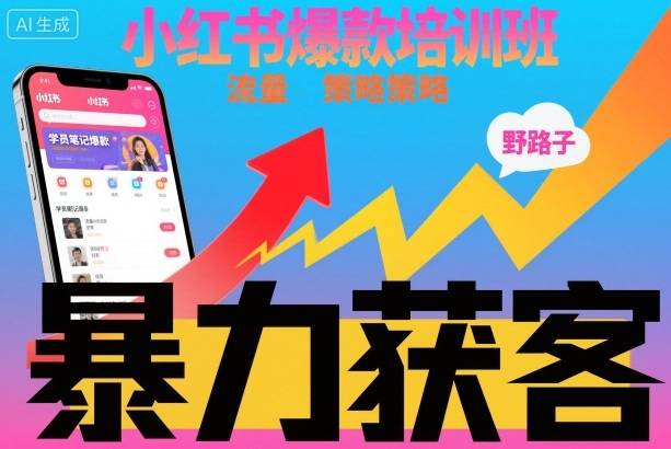 小红书爆款培训班,小红书获客野路子流量打法,暴力持续获客-云推网创项目库