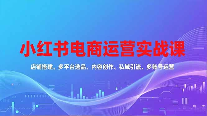 小红书电商运营实战课，店铺搭建、多平台选品、内容创作、私域引流、多账号运营等玩法-云推网创项目库
