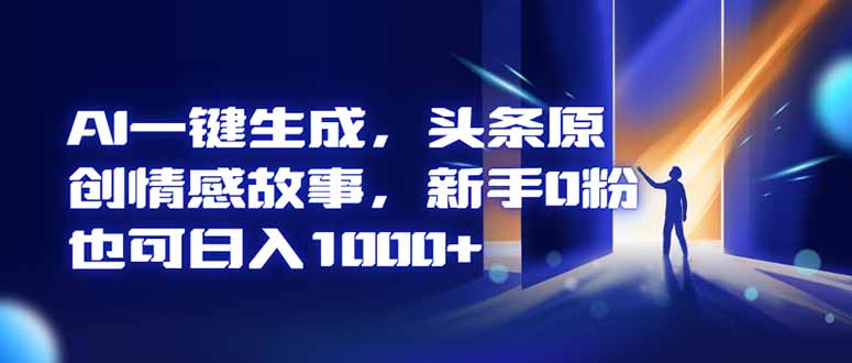AI一键生成，头条原创情感故事，新手0粉也可日入1000+-云推网创项目库