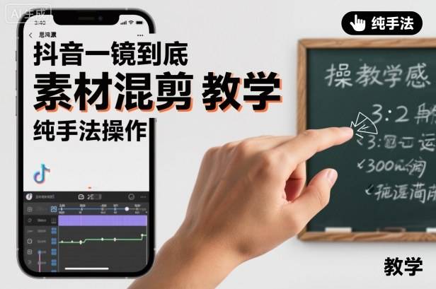 抖音一镜到底素材混剪教学，纯手法操作-云推网创项目库