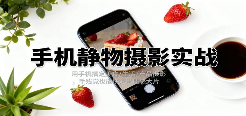 手机静物摄影实战，用手机搞定美食/生活/产品摄影，手残党也能快速出质感大片-云推网创项目库