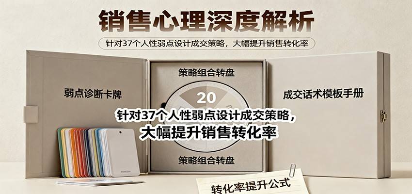 销售心理深度解析：针对37个人性弱点设计成交策略，大幅提升销售转化率！-云推网创项目库