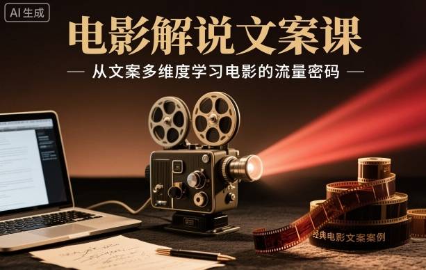 电影解说文案课,从文案多维度学习电影的流量密码-云推网创项目库