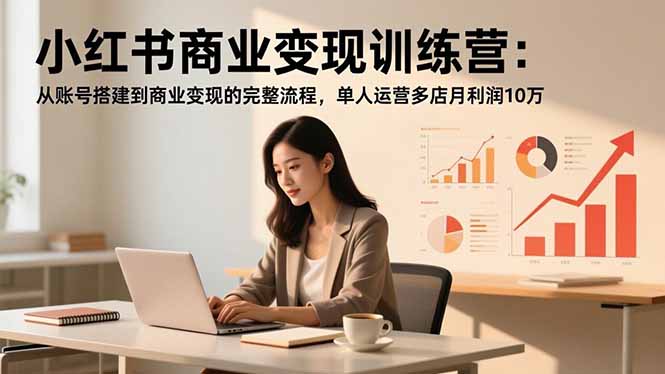 小红书商业变现训练营：从账号搭建到商业变现的完整流程，单人运营多店月利润10万-云推网创项目库