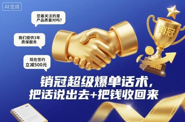 销冠超级爆单话术，把话说出去+把钱收回来-云推网创项目库