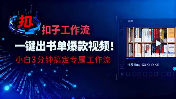 利用扣子工作流一键生成书单爆款视频，小白三分钟搞定专属工作流-云推网创项目库