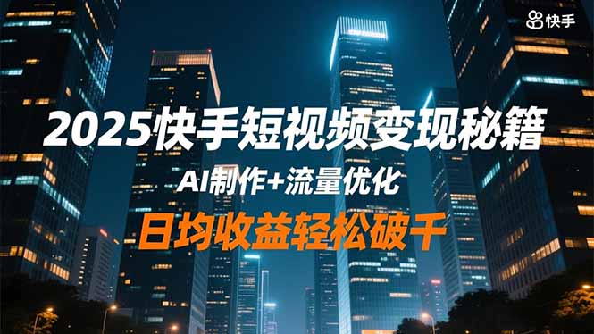 2025快手短视频变现秘籍,AI制作+流量优化,日均收益轻松破千-云推网创项目库