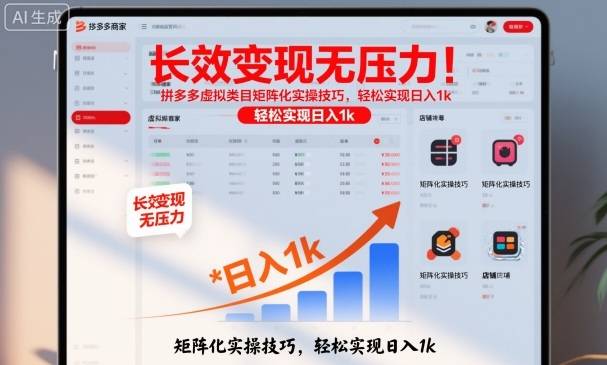 长效变现无压力！拼多多虚拟类目矩阵化实操技巧，轻松实现日入1k【揭秘】-云推网创项目库
