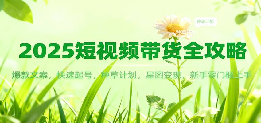 2025短视频带货全攻略：爆款文案，快速起号，种草计划，星图变现，新手零门槛上手-云推网创项目库