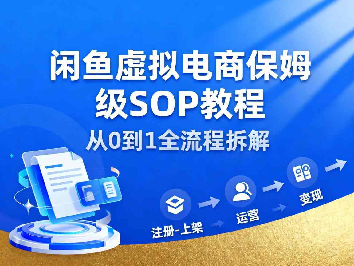 闲鱼虚拟电商，月入轻松过1W，保姆级SOP教程-云推网创项目库