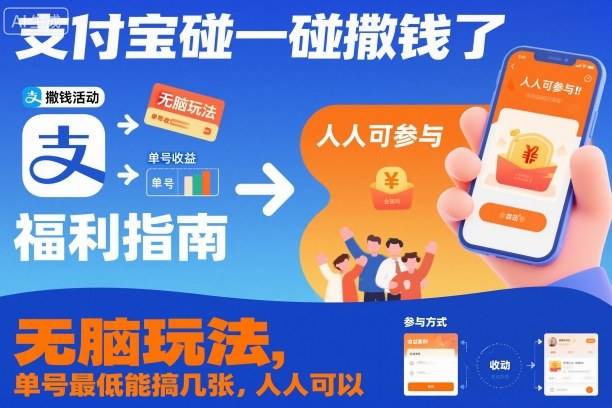 支付宝碰一碰撒钱了,无脑玩法,单号最低能搞几张,人人可以撸【揭秘】-云推网创项目库