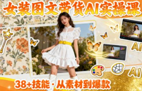 女装图文带货的AI实操课,覆盖38个实用技能,快速提升素材制作效率-云推网创项目库