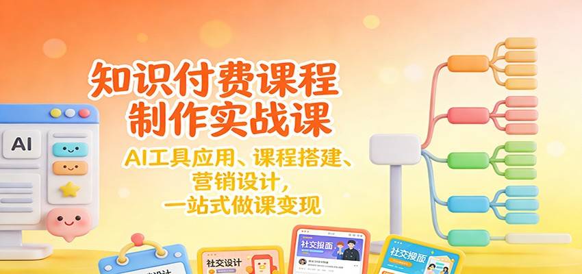 知识付费课程制作实战课：AI工具应用 、课程搭建、营销设计，一站式做课变现-云推网创项目库