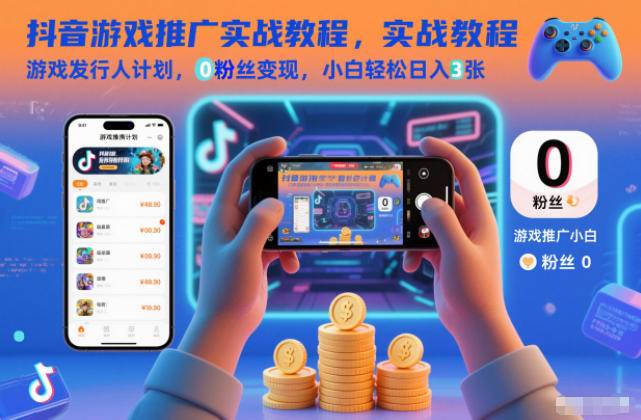 抖音游戏推广实战教程,游戏发行人计划,0粉丝变现,小白轻松日入3张-云推网创项目库