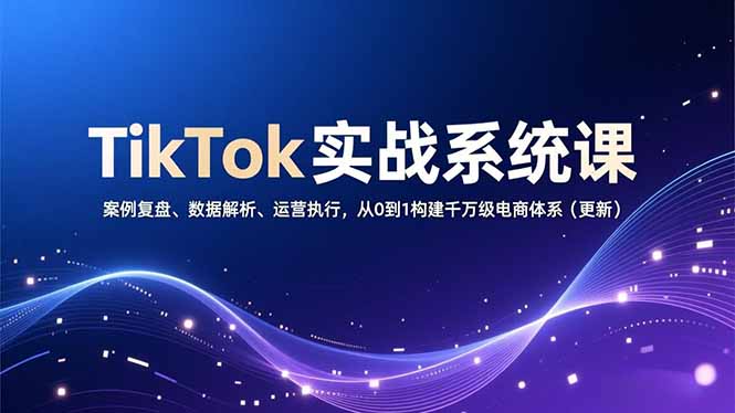 TikTok实战系统课，案例复盘、数据解析、运营执行，从0到1构建千万级电商体系(更新-云推网创项目库