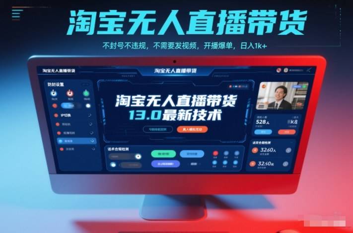 淘宝无人直播带货13.0最新技术,不封号不违规,不需要发视频,开播爆单,日入1k+【揭秘】-云推网创项目库