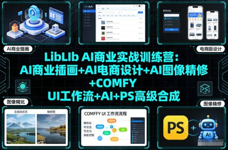 LibLIb AI商业实战训练营：AI商业插画+AI电商设计+AI图像精修+COMFY UI工作流+AI+PS高级合成-云推网创项目库