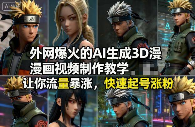外网爆火的AI生成3D漫画视频制作教学,让你流量暴涨,快速起号涨粉!-云推网创项目库