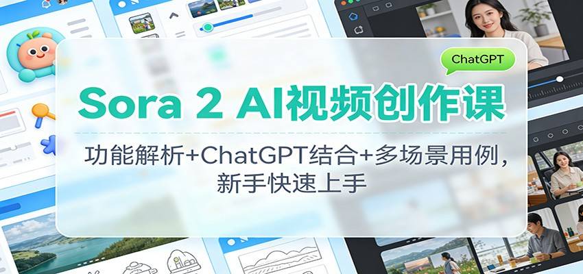 Sora 2 AI视频创作课:功能解析+ChatGPT结合+多场景用例,新手快速上手-云推网创项目库
