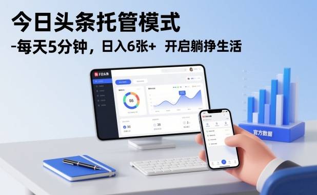 今日头条托管模式，每天5分钟，日入6张+，开启躺挣生活【揭秘】-云推网创项目库