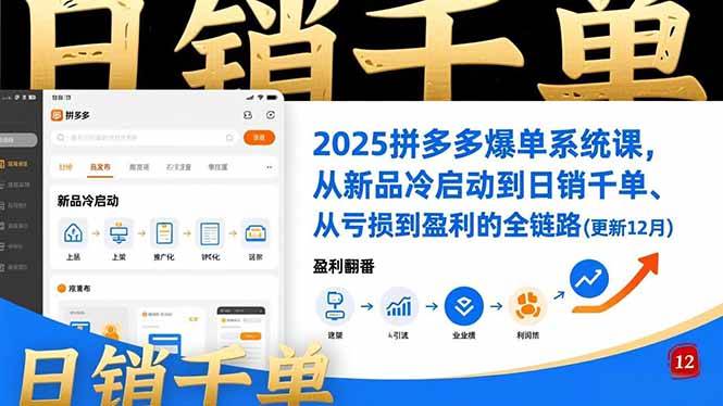 2025拼多多爆单系统课,从新品冷启动到日销千单、从亏损到盈利的全链路(更新12月-云推网创项目库